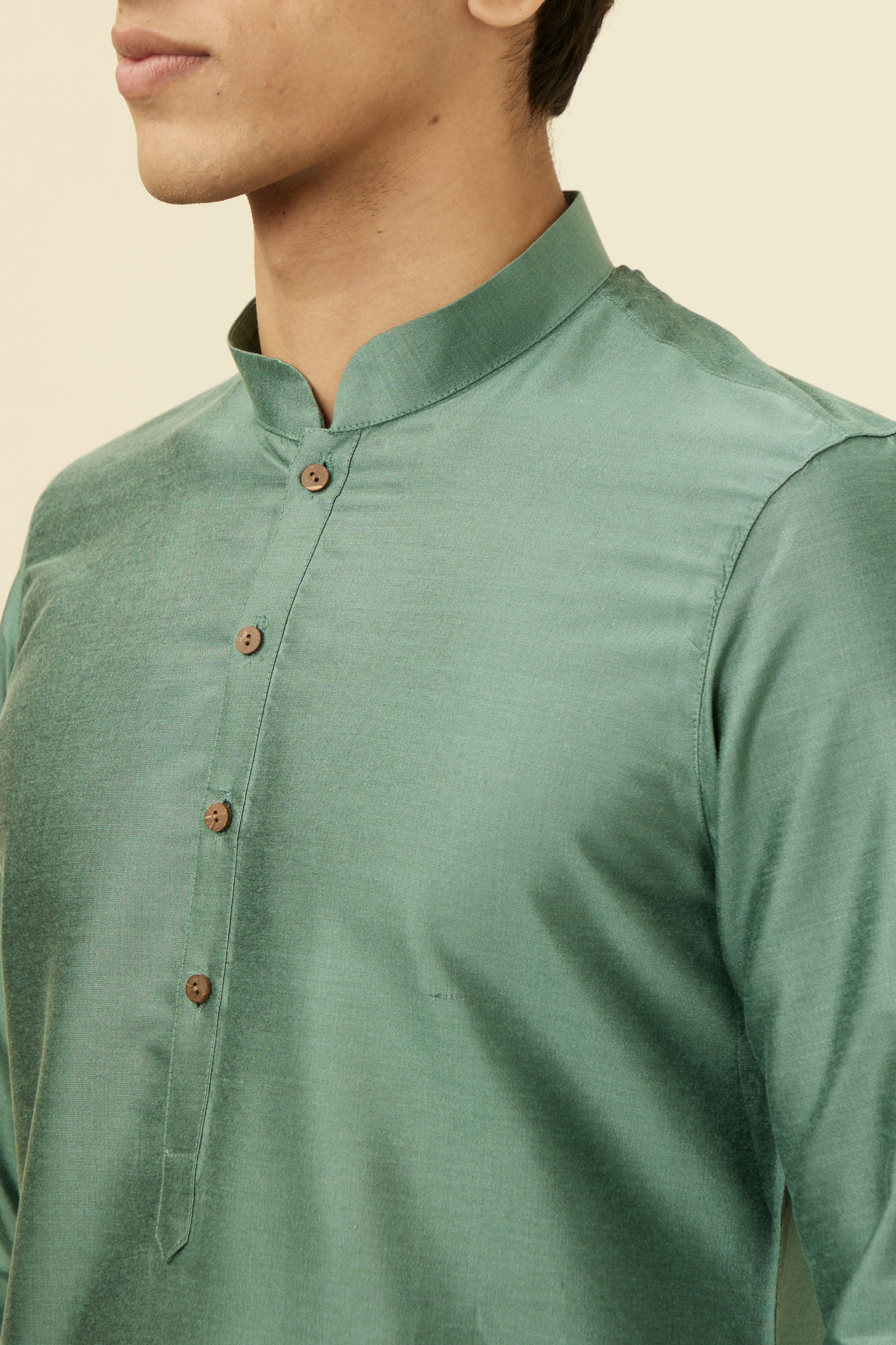 Manyavar Men Sage Green Classic Kurta Set