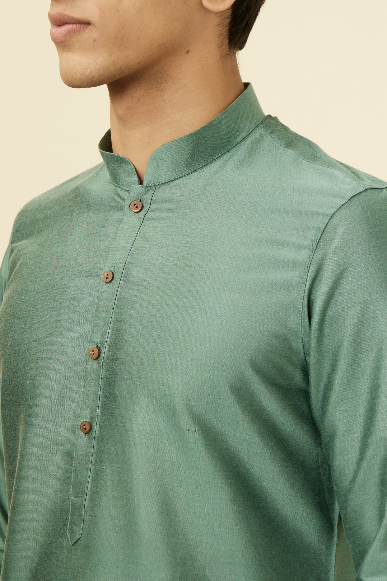 Manyavar Men Sage Green Classic Kurta Set image number 1