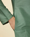 Manyavar Men Sage Green Classic Kurta Set image number 3