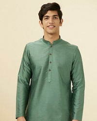 Manyavar Men Sage Green Classic Kurta Set