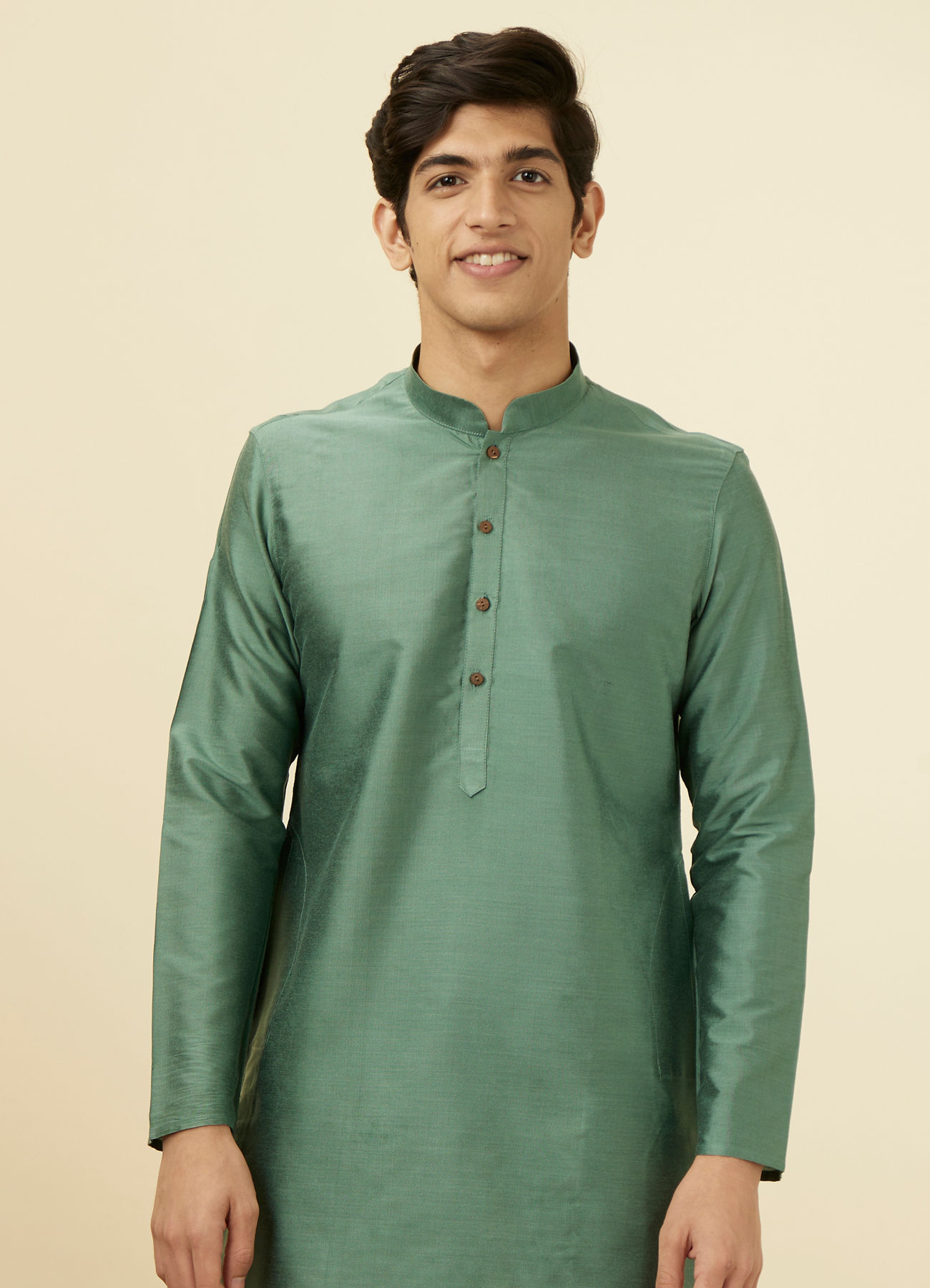 Manyavar Men Sage Green Classic Kurta Set