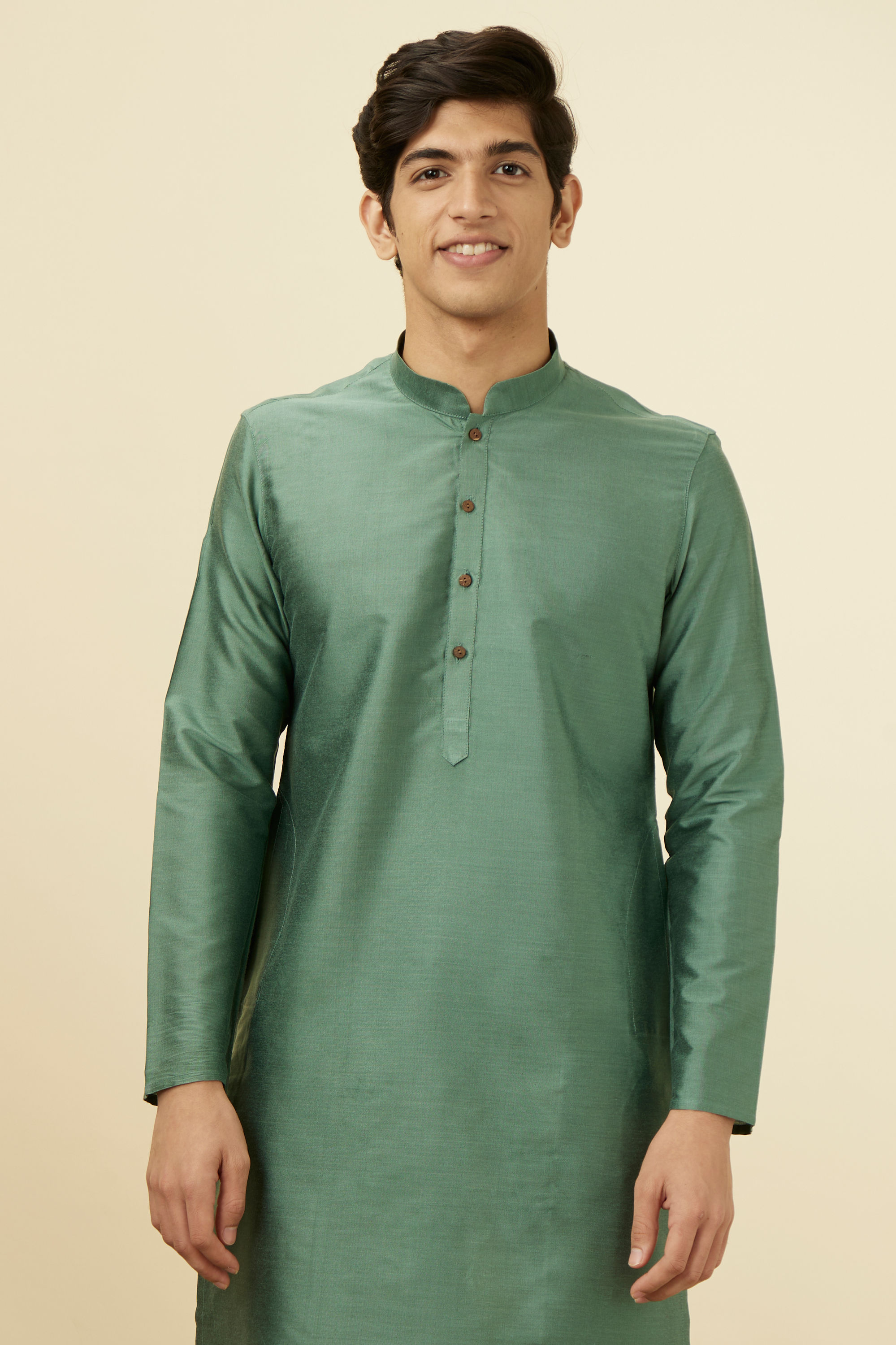 Manyavar Men Sage Green Classic Kurta Set