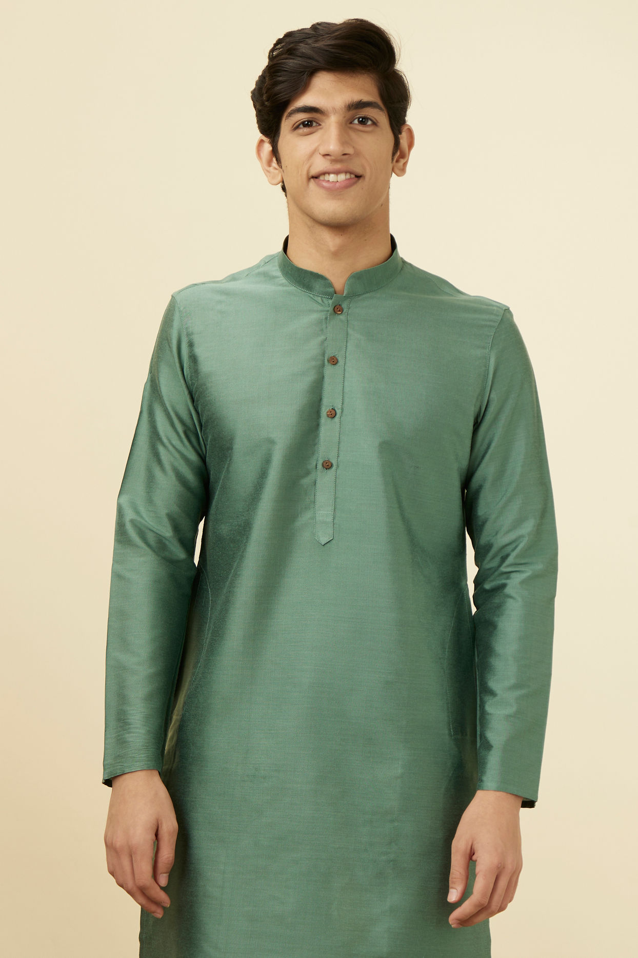 Manyavar Men Sage Green Classic Kurta Set image number 0