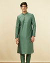 Manyavar Men Sage Green Classic Kurta Set