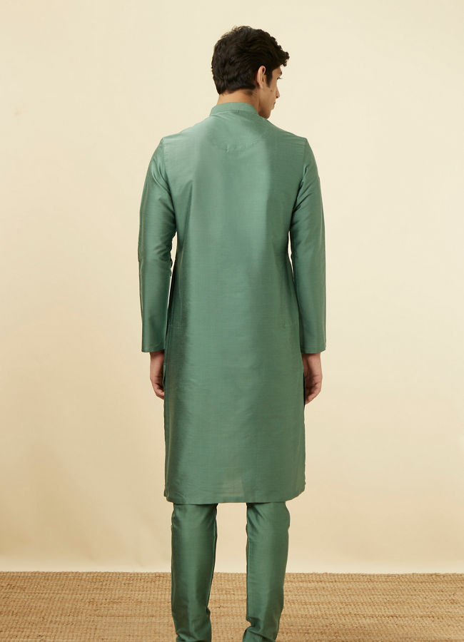 Manyavar Men Sage Green Classic Kurta Set image number 5