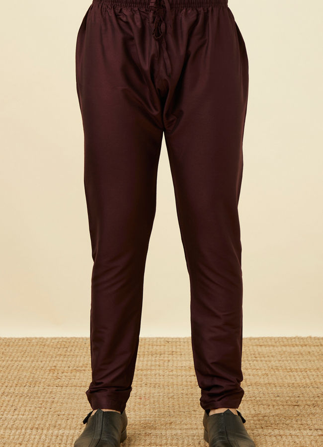 Manyavar Men Windsor Wine Plain Kurta Set