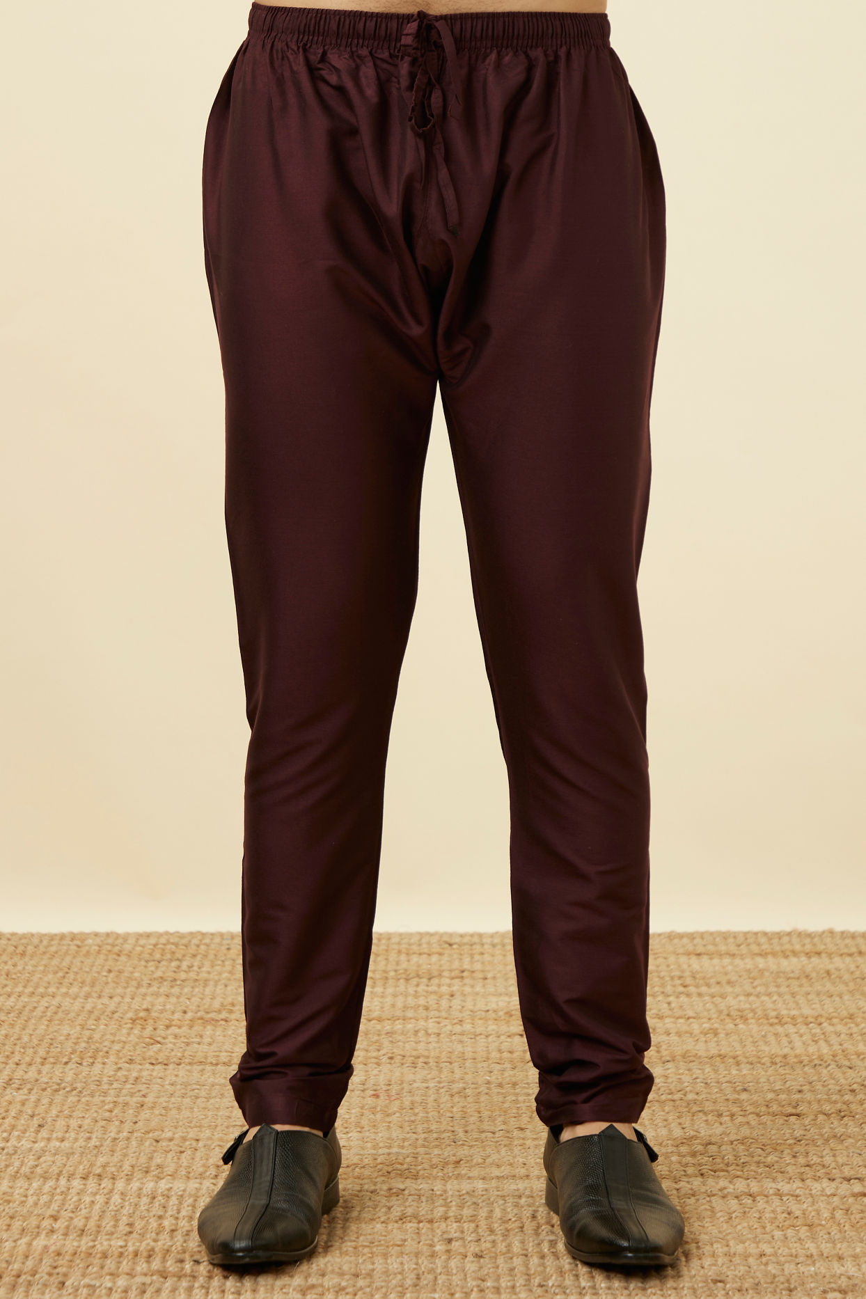 Manyavar Men Windsor Wine Plain Kurta Set