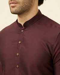 Manyavar Men Windsor Wine Plain Kurta Set