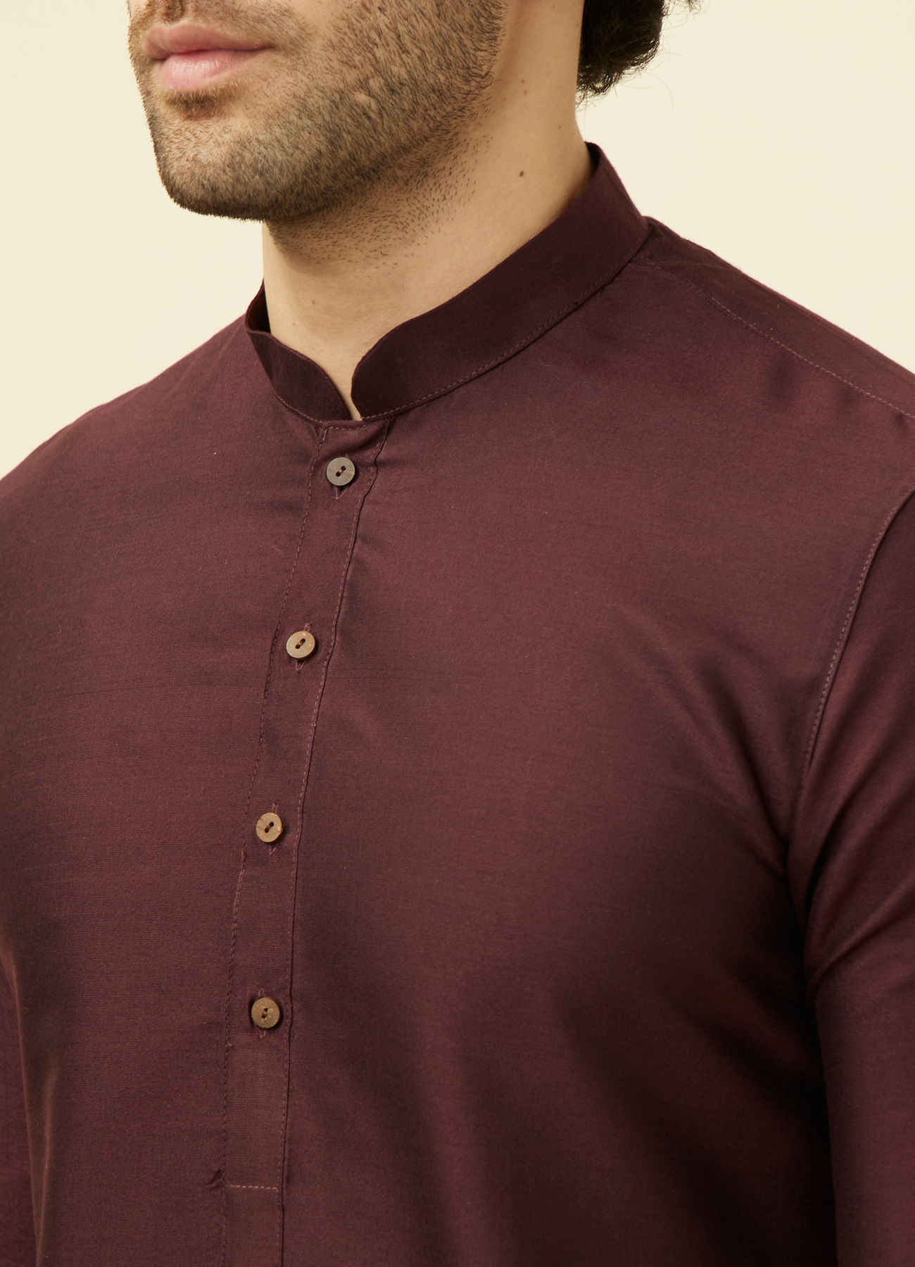 Manyavar Men Windsor Wine Plain Kurta Set