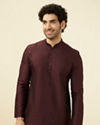 Manyavar Men Windsor Wine Plain Kurta Set image number 0