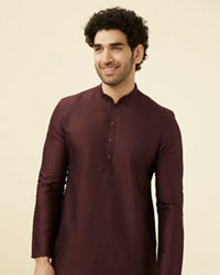 Manyavar Men Windsor Wine Plain Kurta Set