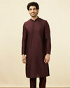 Manyavar Men Windsor Wine Plain Kurta Set image number 2