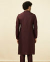 Manyavar Men Windsor Wine Plain Kurta Set image number 5