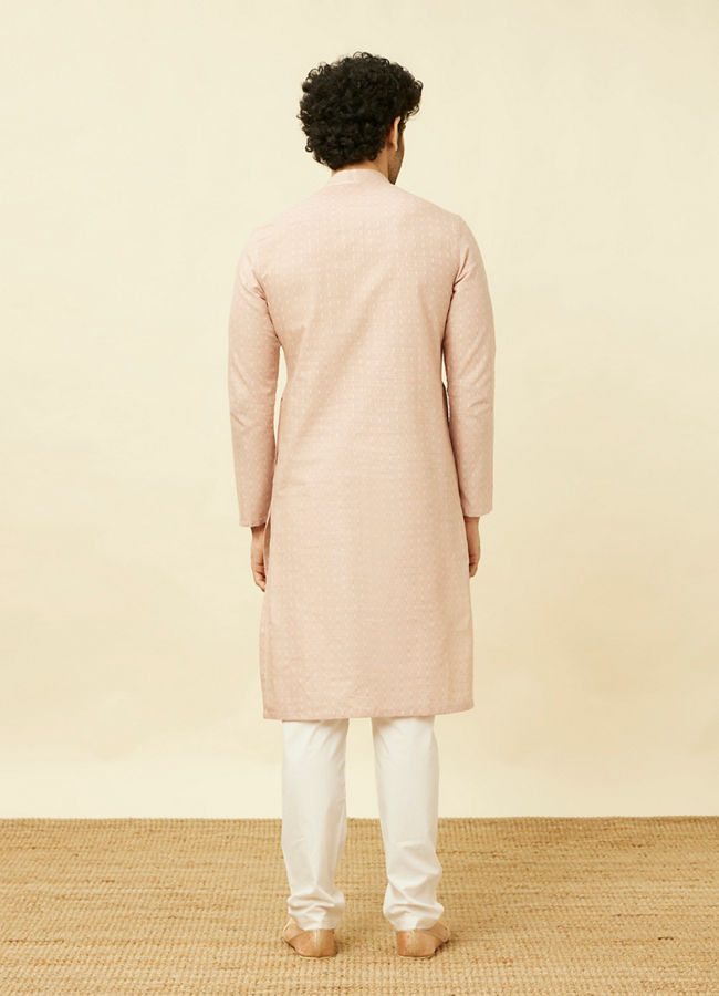 Manyavar Men Rosewater Pink Vertical Striped Kurta Set