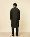 Manyavar Men Kohl Black Self Patterned Kurta Set