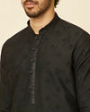 Manyavar Men Kohl Black Self Patterned Kurta Set
