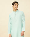 Tropical Blue Embroidered Neckline Kurta Set