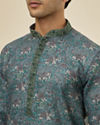 Manyavar Men Mint Green Printed Kurta Set