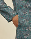 Manyavar Men Mint Green Printed Kurta Set