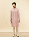 Manyavar Men Cherry Blossom Pink Harlequin Patterned Kurta Set