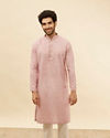 Manyavar Men Cherry Blossom Pink Harlequin Patterned Kurta Set