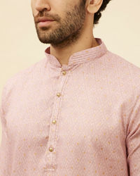 Manyavar Men Cherry Blossom Pink Harlequin Patterned Kurta Set