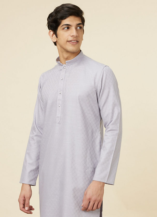 Buy Pastel Purple Self Patterned Kurta Set Online in India Manyavar