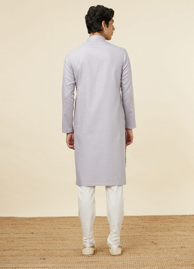 Manyavar Men Pastel Purple Self Patterned Kurta Set