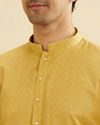 Manyavar Men Crayola Yellow Diamond Patterned Kurta Set