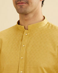 Manyavar Men Crayola Yellow Diamond Patterned Kurta Set