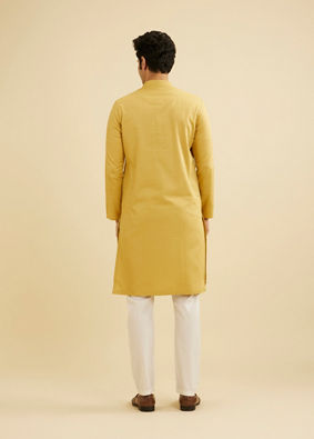 Manyavar Men Crayola Yellow Diamond Patterned Kurta Set image number 5