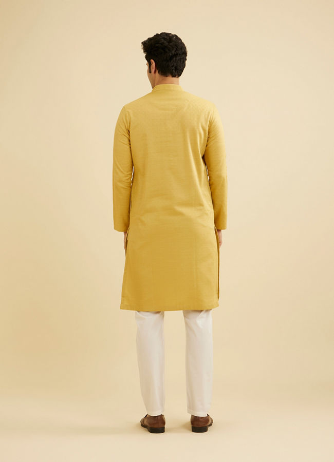 Manyavar Men Crayola Yellow Diamond Patterned Kurta Set