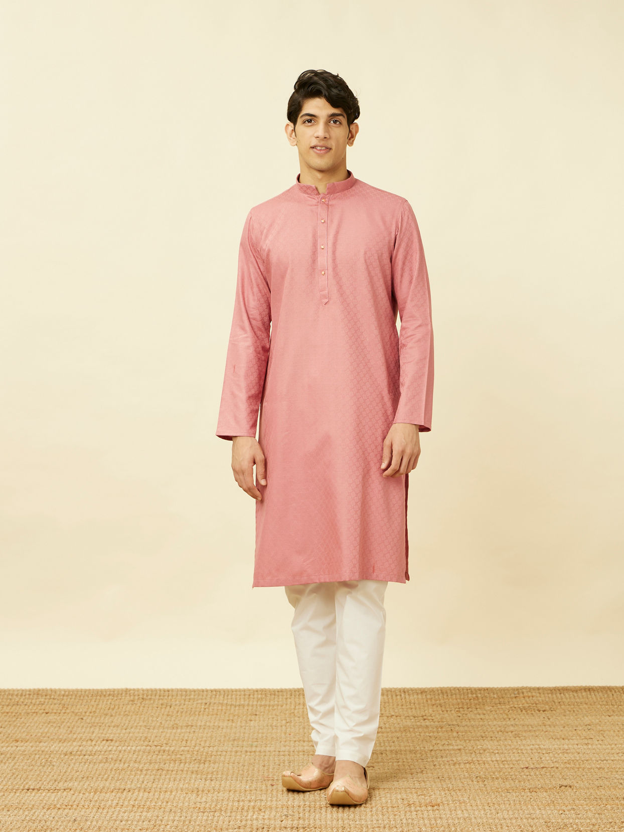Rani Pink Jaal Straight Kurta Set
