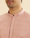 Manyavar Men Rosewater Pink Horizontal Striped Kurta Set