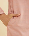 Manyavar Men Rosewater Pink Horizontal Striped Kurta Set