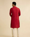 Manyavar Men Red Medallion Patterned Kurta Set with Rhinestones