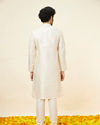 Manyavar Men Soft Cream Jaal Patterned Kurta Set