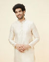Soft Cream Jaal Patterned Kurta Set