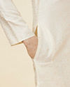 Manyavar Men Soft Cream Jaal Patterned Kurta Set