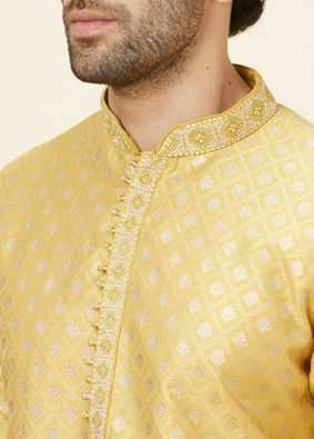 Canary Yellow Buta Patterned Kurta Set image number 1