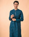Manyavar Men Teal Blue Elegance Kurta Pajama