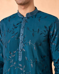 Manyavar Men Teal Blue Elegance Kurta Pajama