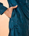 Manyavar Men Teal Blue Elegance Kurta Pajama