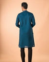 Manyavar Men Teal Blue Elegance Kurta Pajama