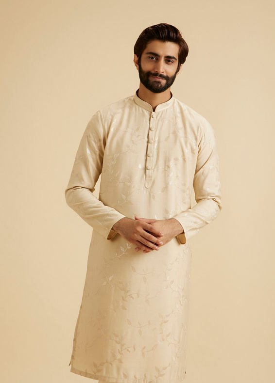 Manyavar Men Beige Elegance Kurta Pajama
