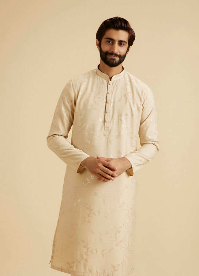Manyavar Men Beige Elegance Kurta Pajama