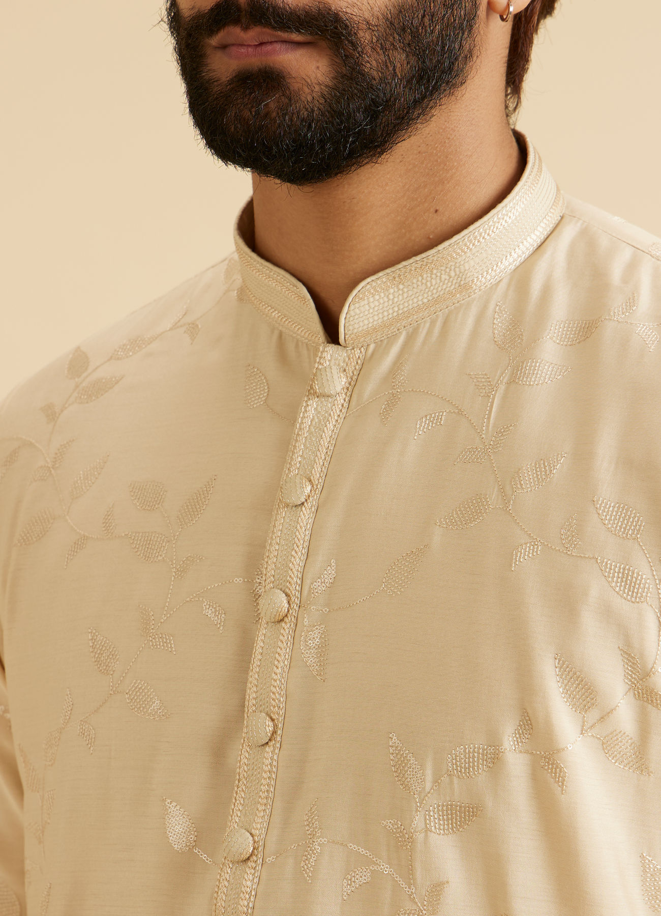 Manyavar Men Beige Elegance Kurta Pajama