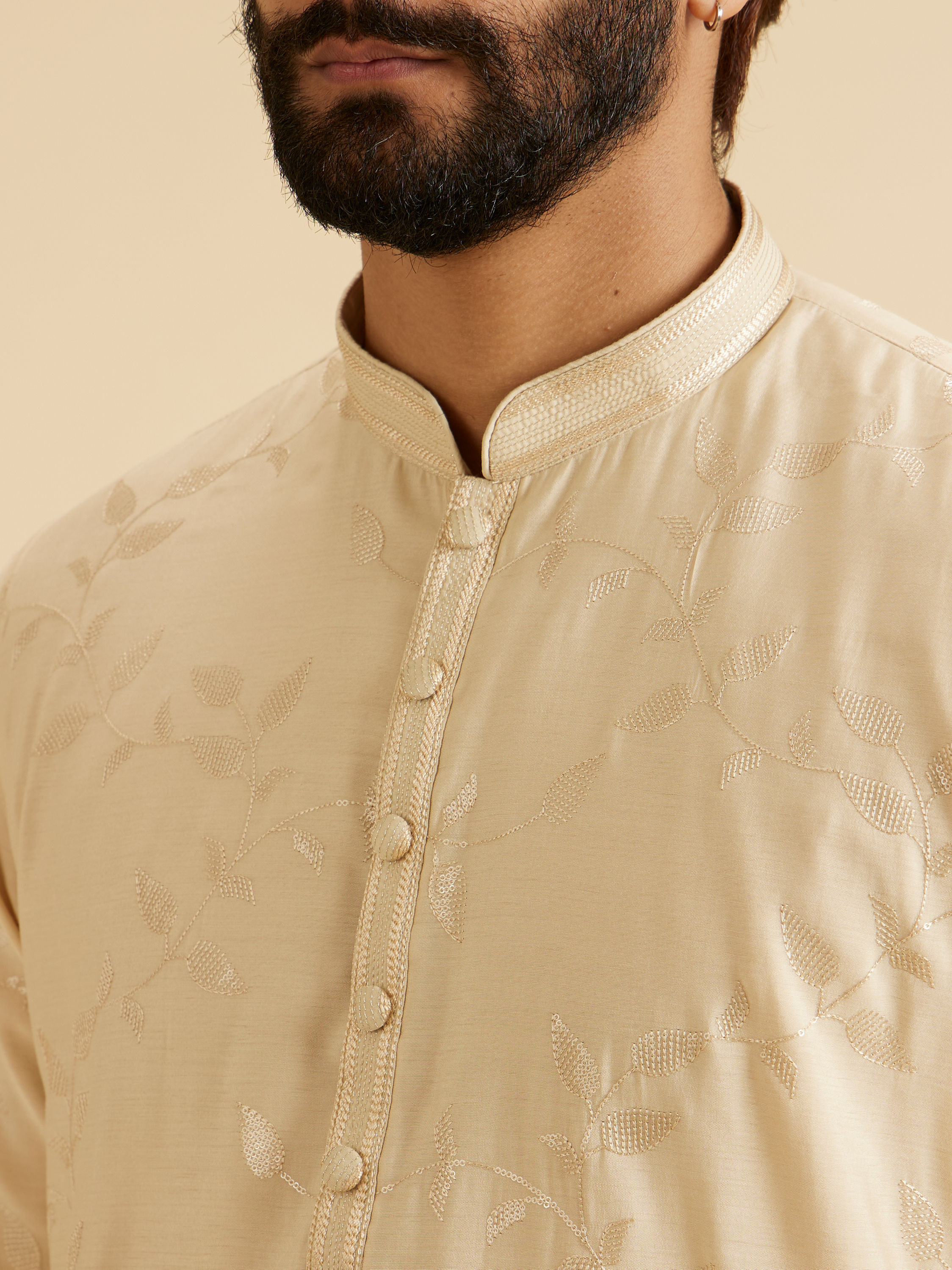 Manyavar Men Beige Elegance Kurta Pajama