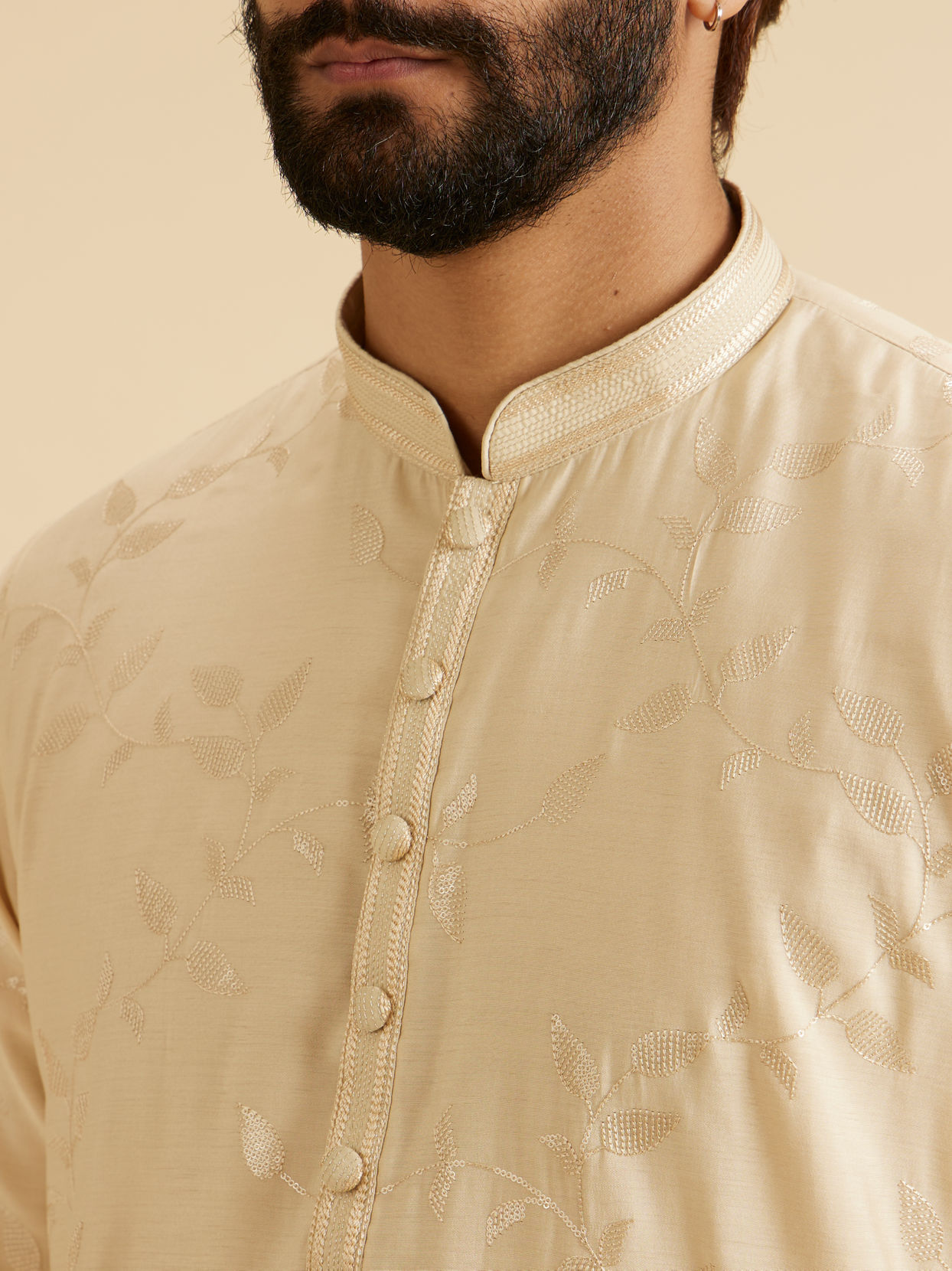 Manyavar Men Beige Elegance Kurta Pajama
