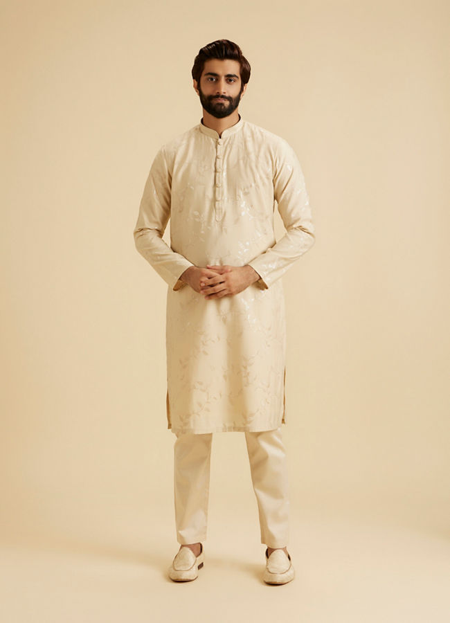 Manyavar Men Beige Elegance Kurta Pajama